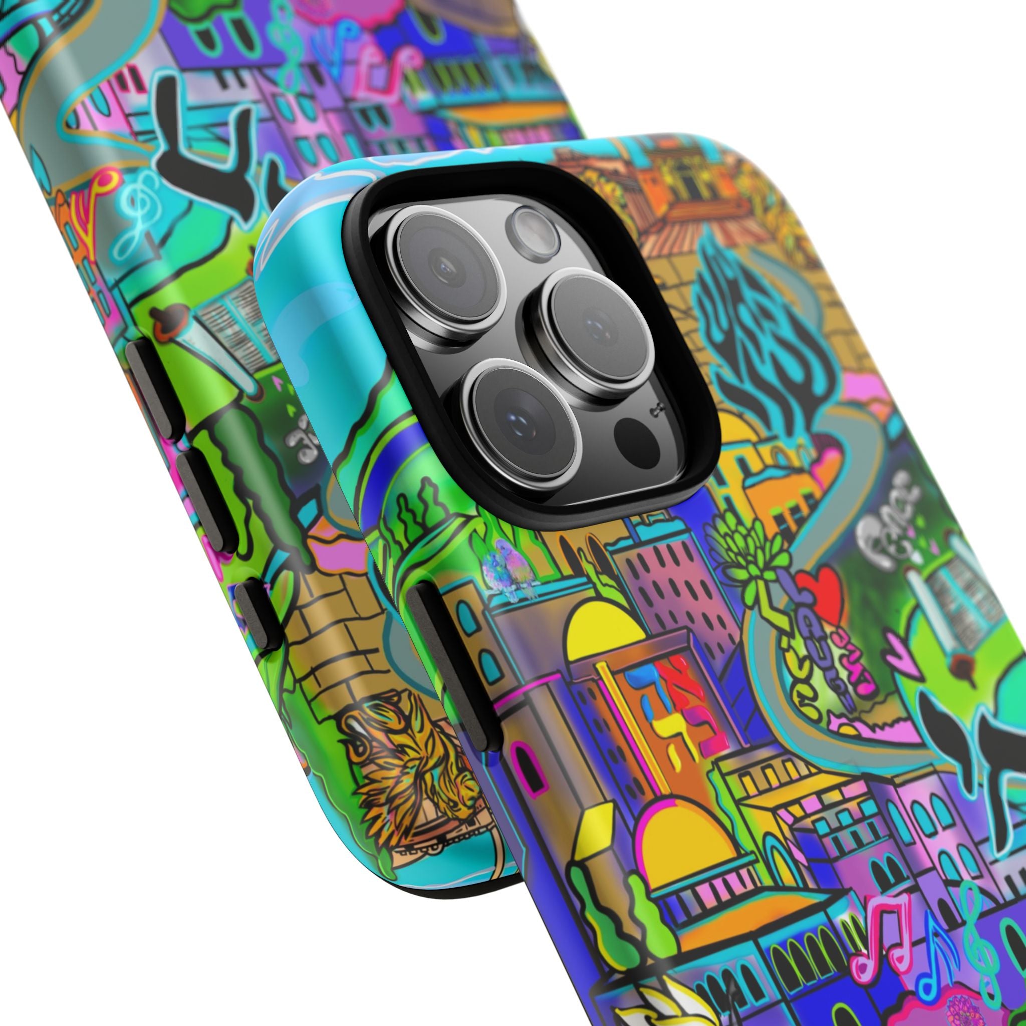 Vibrant Phone Case with Cityscape Design, Ideal for Travelers, Gift for Birthdays, Art Lovers, Festivals, Eco-Friendly Accessories