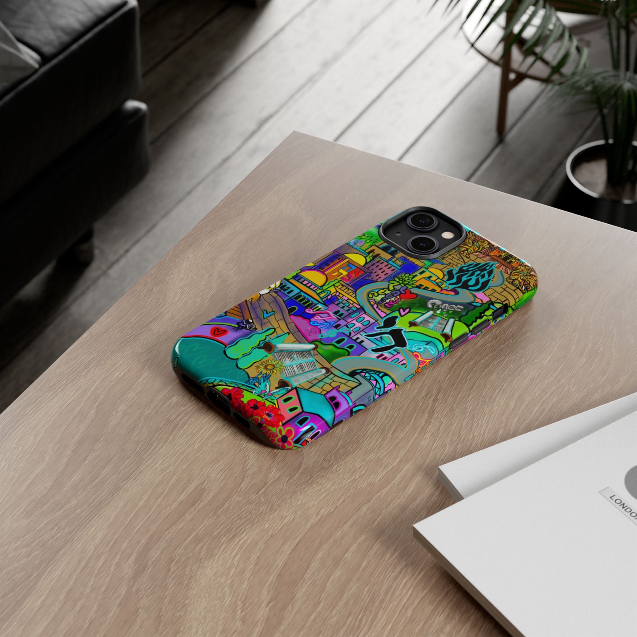 Vibrant Phone Case with Cityscape Design, Ideal for Travelers, Gift for Birthdays, Art Lovers, Festivals, Eco-Friendly Accessories