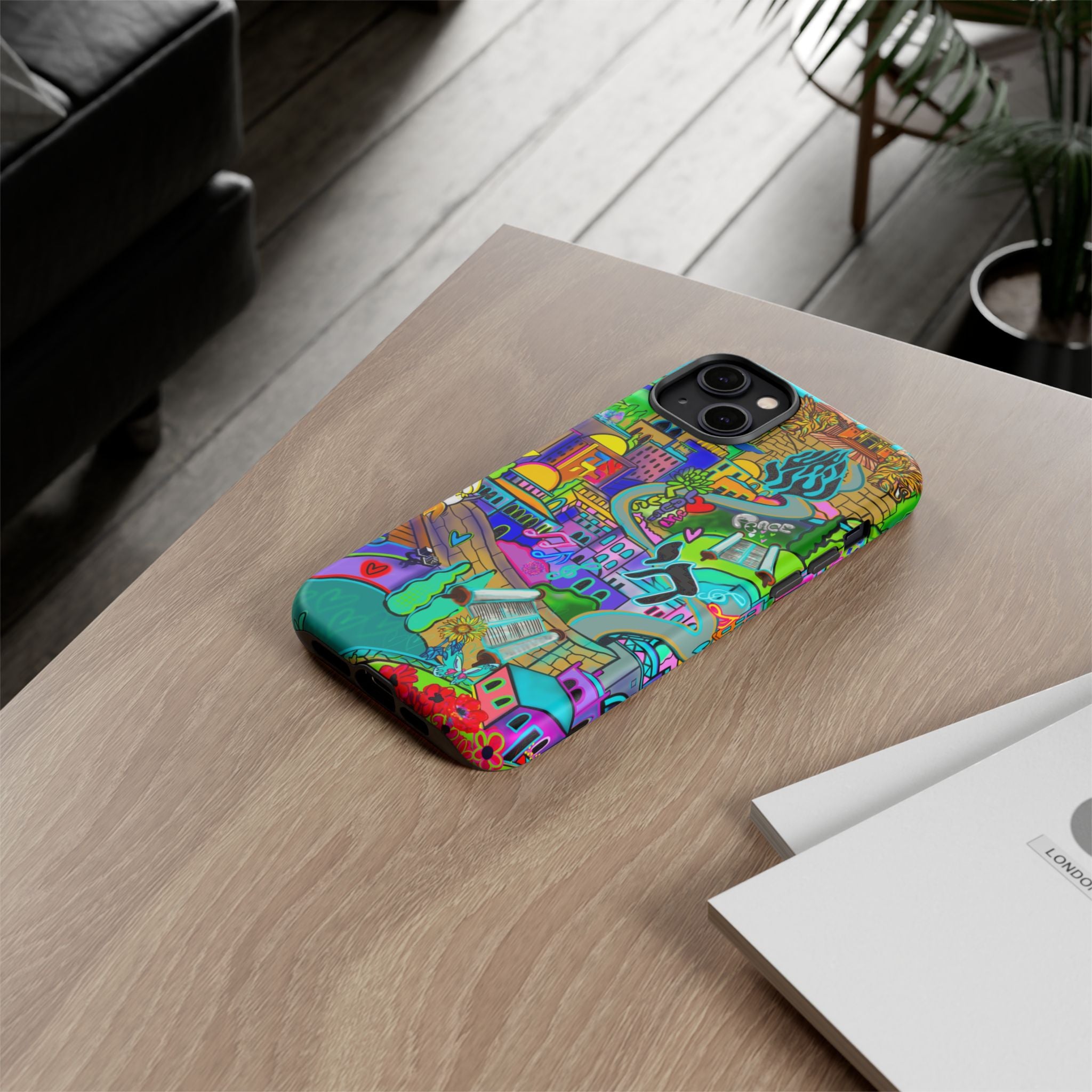 Vibrant Phone Case with Cityscape Design, Ideal for Travelers, Gift for Birthdays, Art Lovers, Festivals, Eco-Friendly Accessories