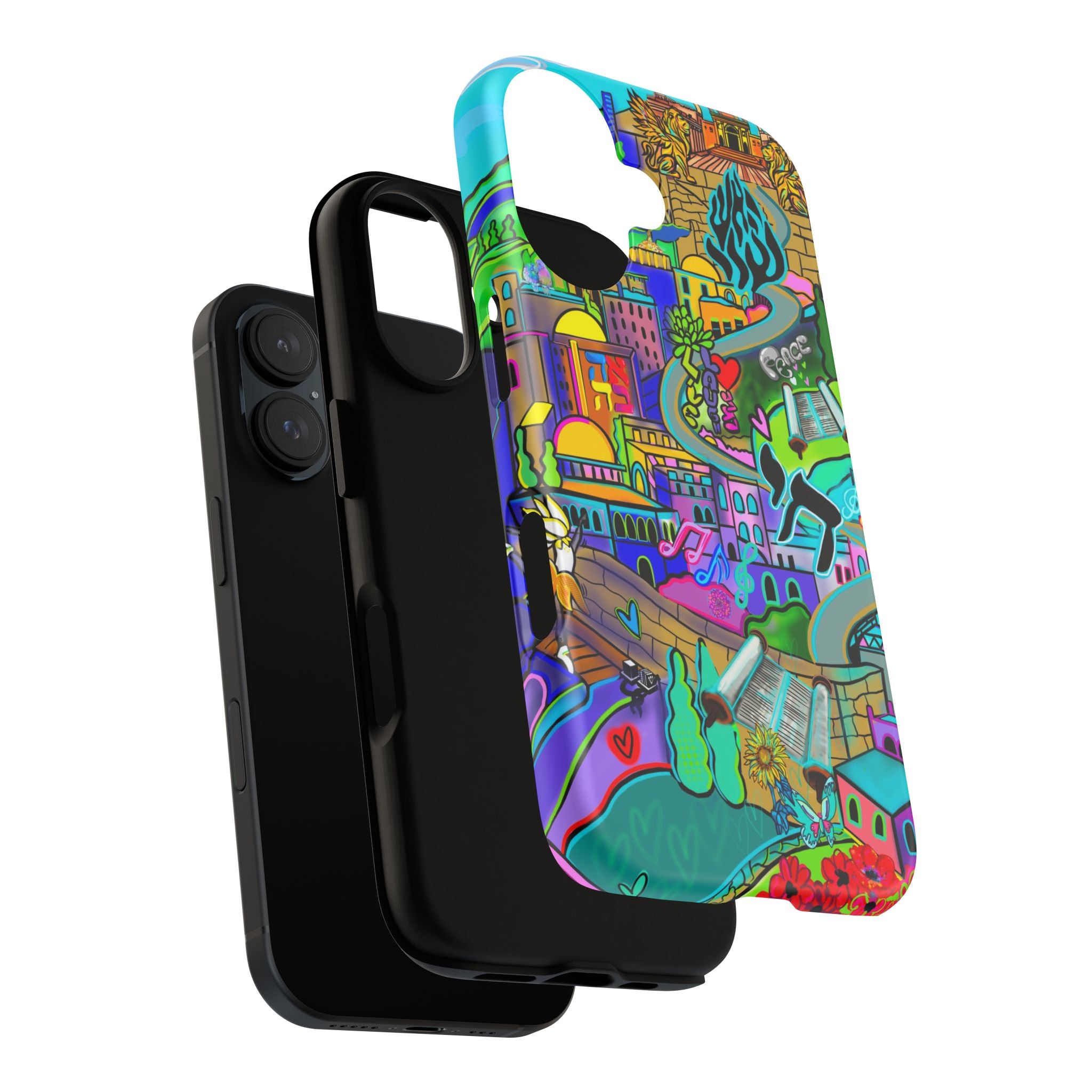 Vibrant Phone Case with Cityscape Design, Ideal for Travelers, Gift for Birthdays, Art Lovers, Festivals, Eco-Friendly Accessories
