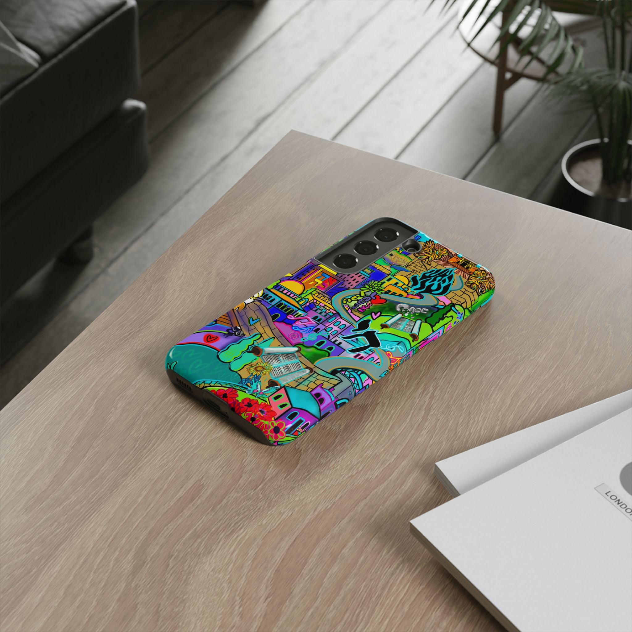 Vibrant Phone Case with Cityscape Design, Ideal for Travelers, Gift for Birthdays, Art Lovers, Festivals, Eco-Friendly Accessories