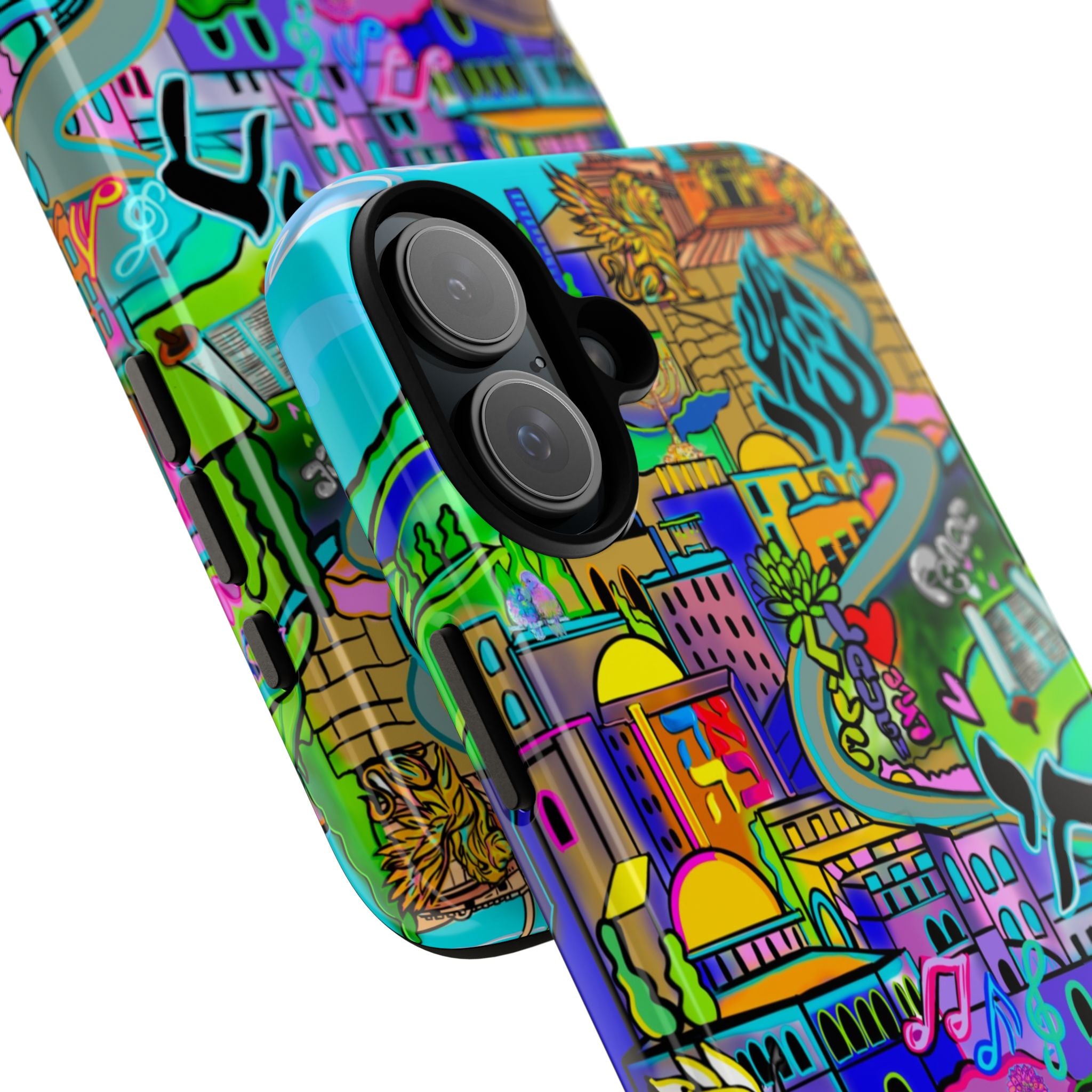 Vibrant Phone Case with Cityscape Design, Ideal for Travelers, Gift for Birthdays, Art Lovers, Festivals, Eco-Friendly Accessories