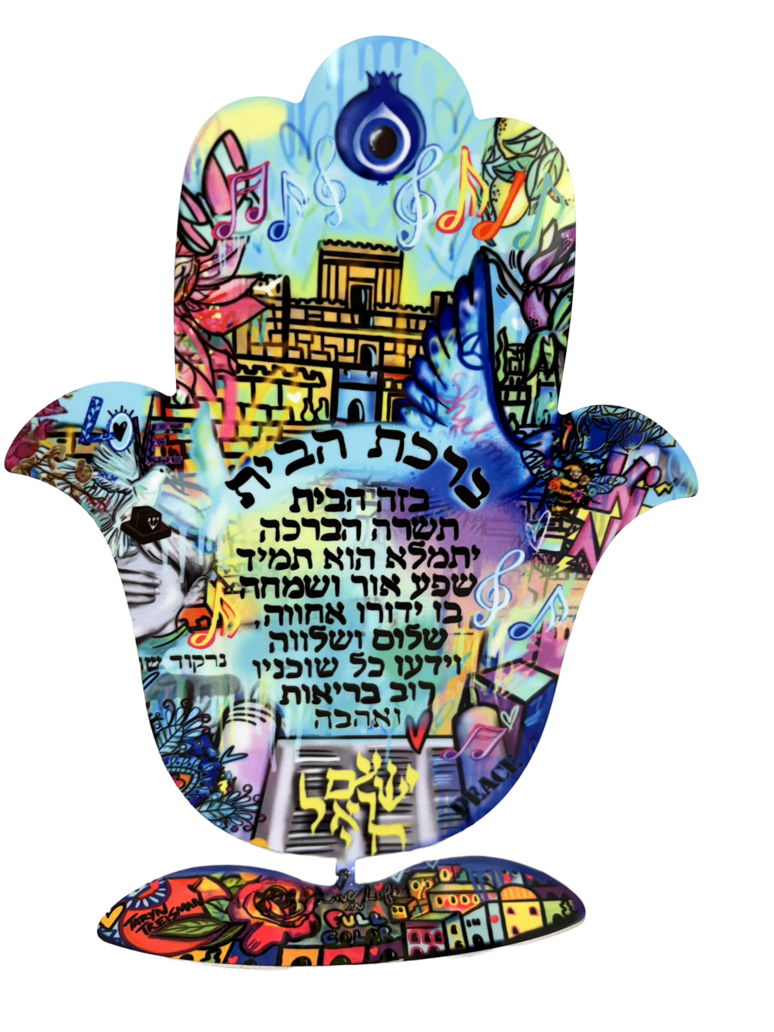 Hamsa  on stand Birkat Habit home blessing
