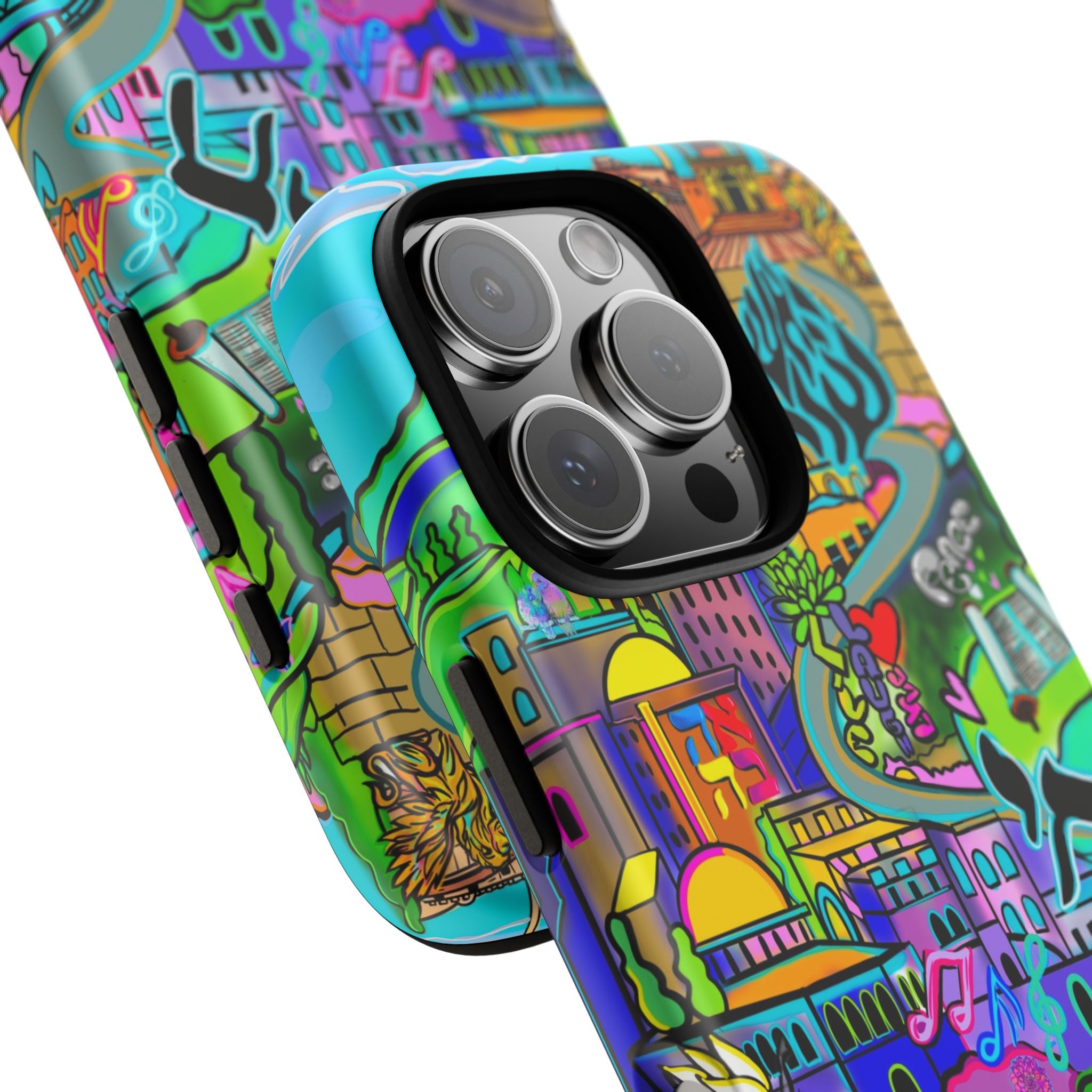 Vibrant Phone Case with Cityscape Design, Ideal for Travelers, Gift for Birthdays, Art Lovers, Festivals, Eco-Friendly Accessories