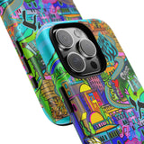 Vibrant Phone Case with Cityscape Design, Ideal for Travelers, Gift for Birthdays, Art Lovers, Festivals, Eco-Friendly Accessories