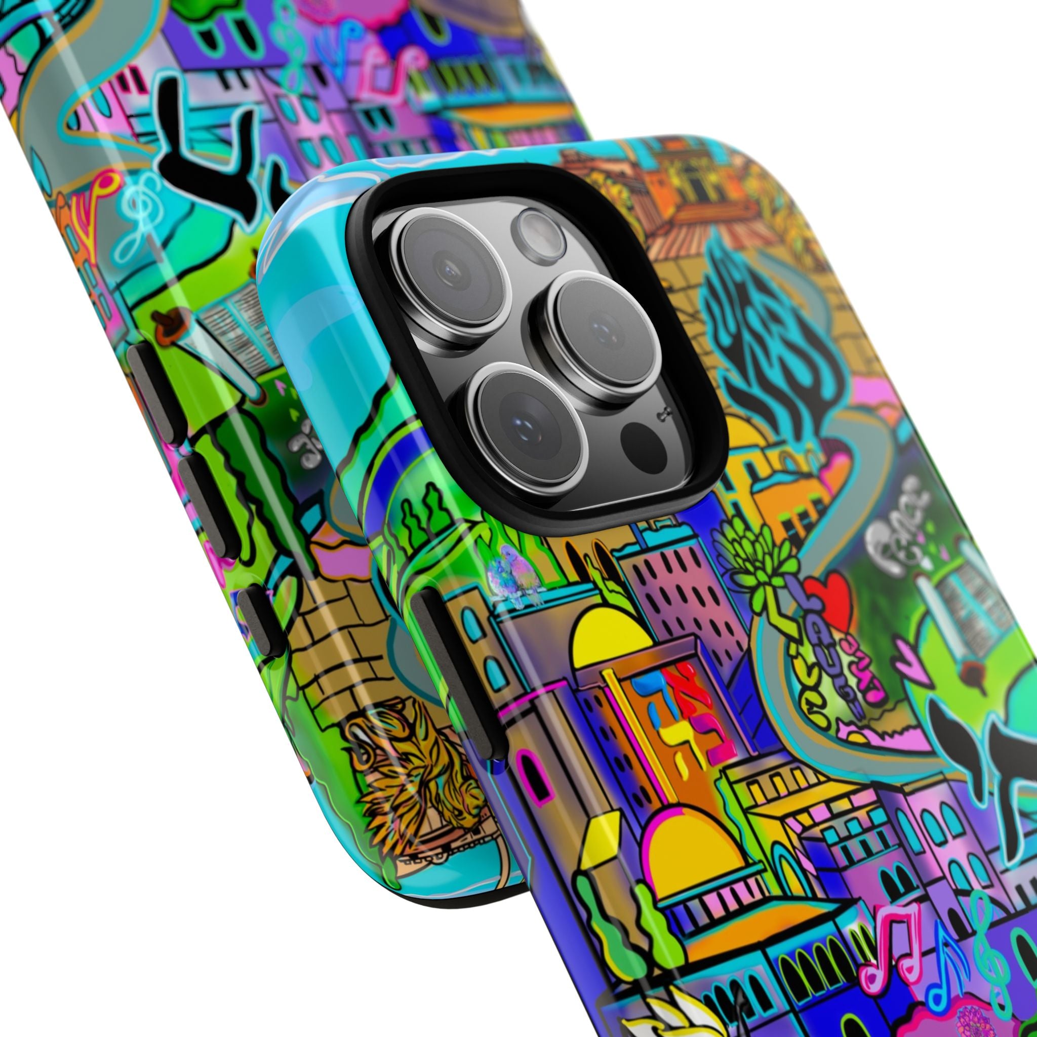 Vibrant Phone Case with Cityscape Design, Ideal for Travelers, Gift for Birthdays, Art Lovers, Festivals, Eco-Friendly Accessories