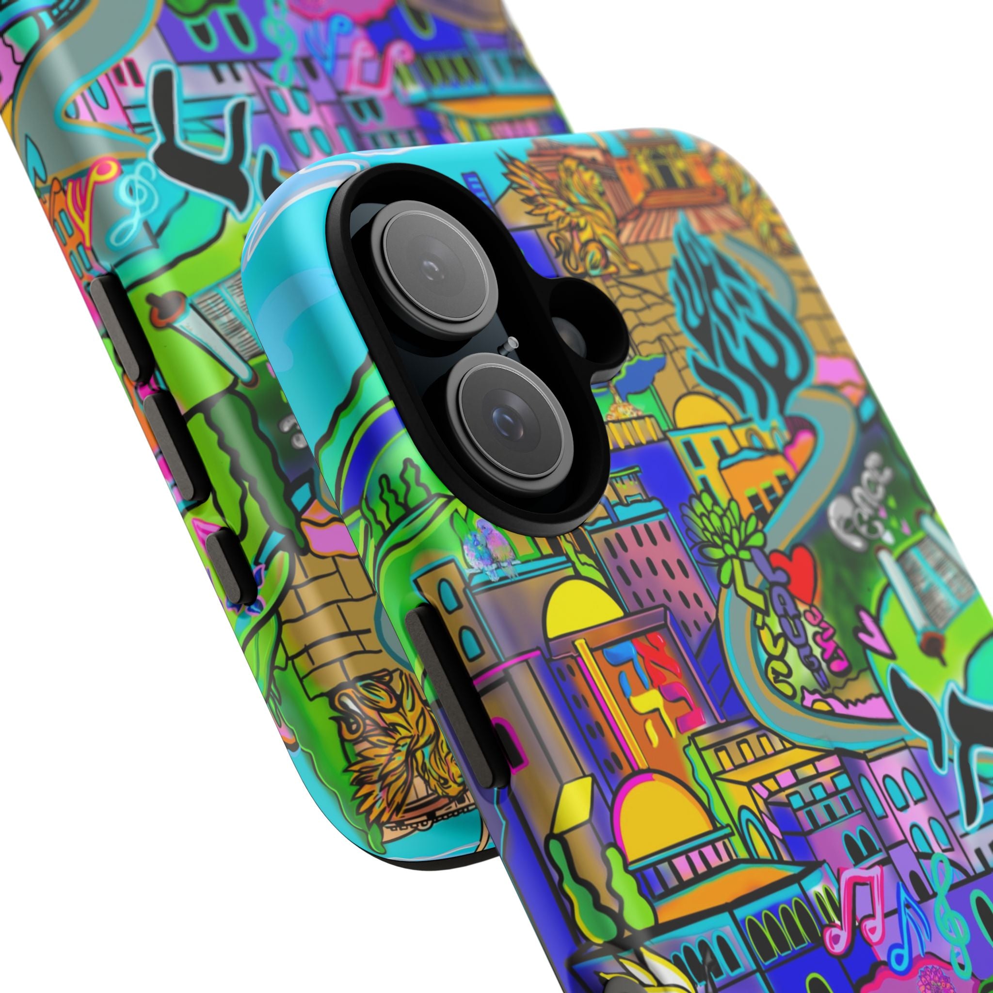 Vibrant Phone Case with Cityscape Design, Ideal for Travelers, Gift for Birthdays, Art Lovers, Festivals, Eco-Friendly Accessories