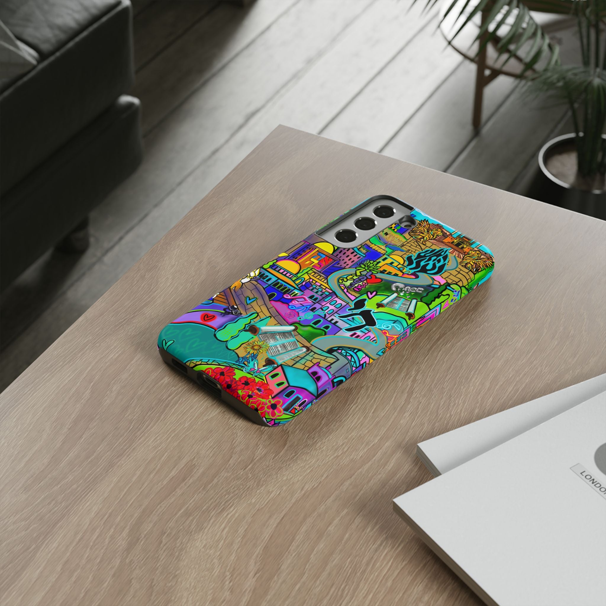 Vibrant Phone Case with Cityscape Design, Ideal for Travelers, Gift for Birthdays, Art Lovers, Festivals, Eco-Friendly Accessories