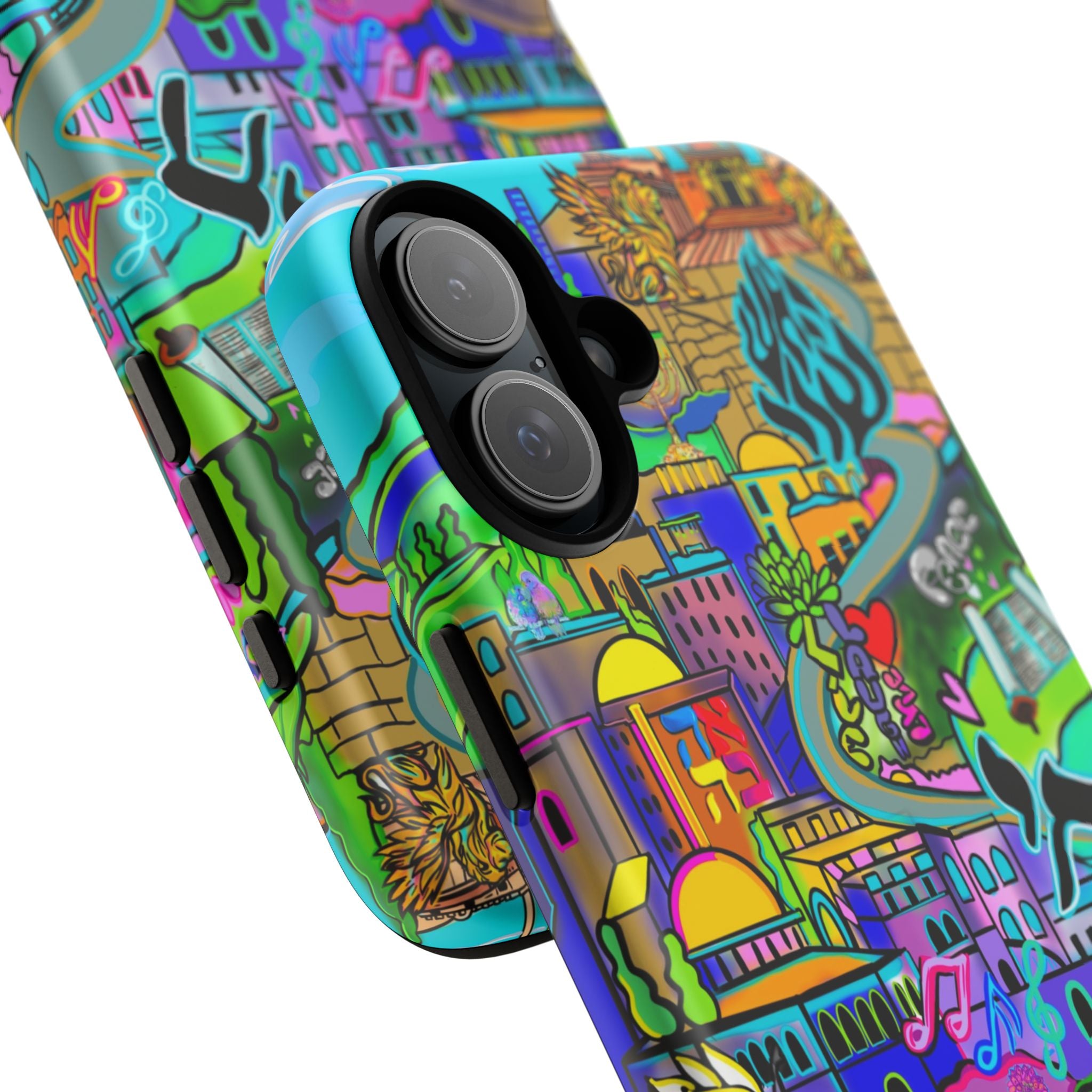 Vibrant Phone Case with Cityscape Design, Ideal for Travelers, Gift for Birthdays, Art Lovers, Festivals, Eco-Friendly Accessories