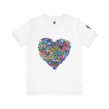Colorful Heart Art Tee, Unisex Short Sleeve Shirt, Vibrant Graphic T-Shirt, Gift for Art Lovers, Casual Wear, Fun Summer Top
