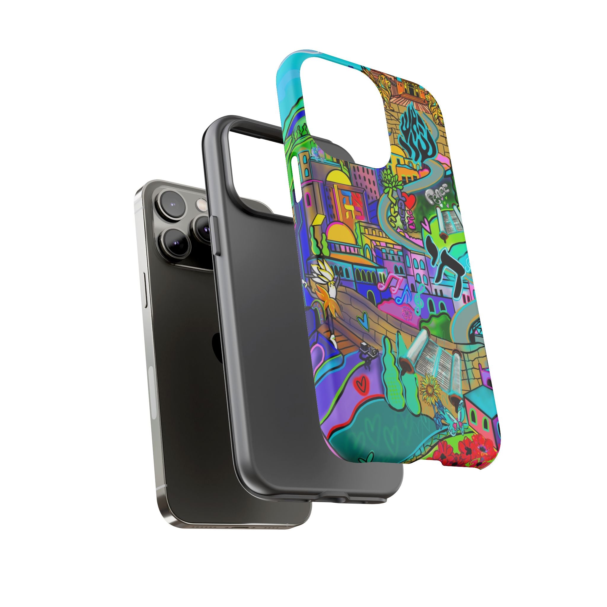 Vibrant Phone Case with Cityscape Design, Ideal for Travelers, Gift for Birthdays, Art Lovers, Festivals, Eco-Friendly Accessories