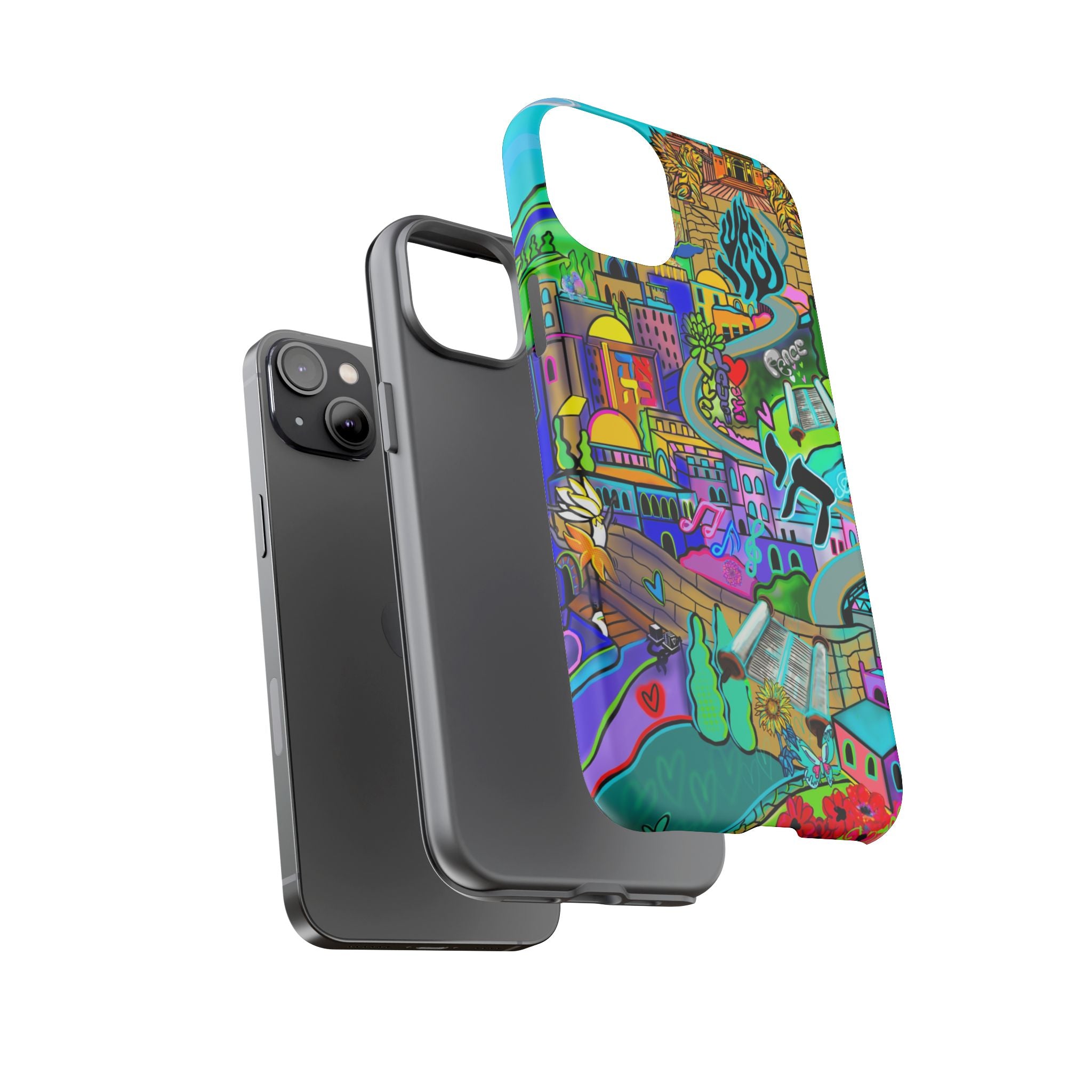 Vibrant Phone Case with Cityscape Design, Ideal for Travelers, Gift for Birthdays, Art Lovers, Festivals, Eco-Friendly Accessories