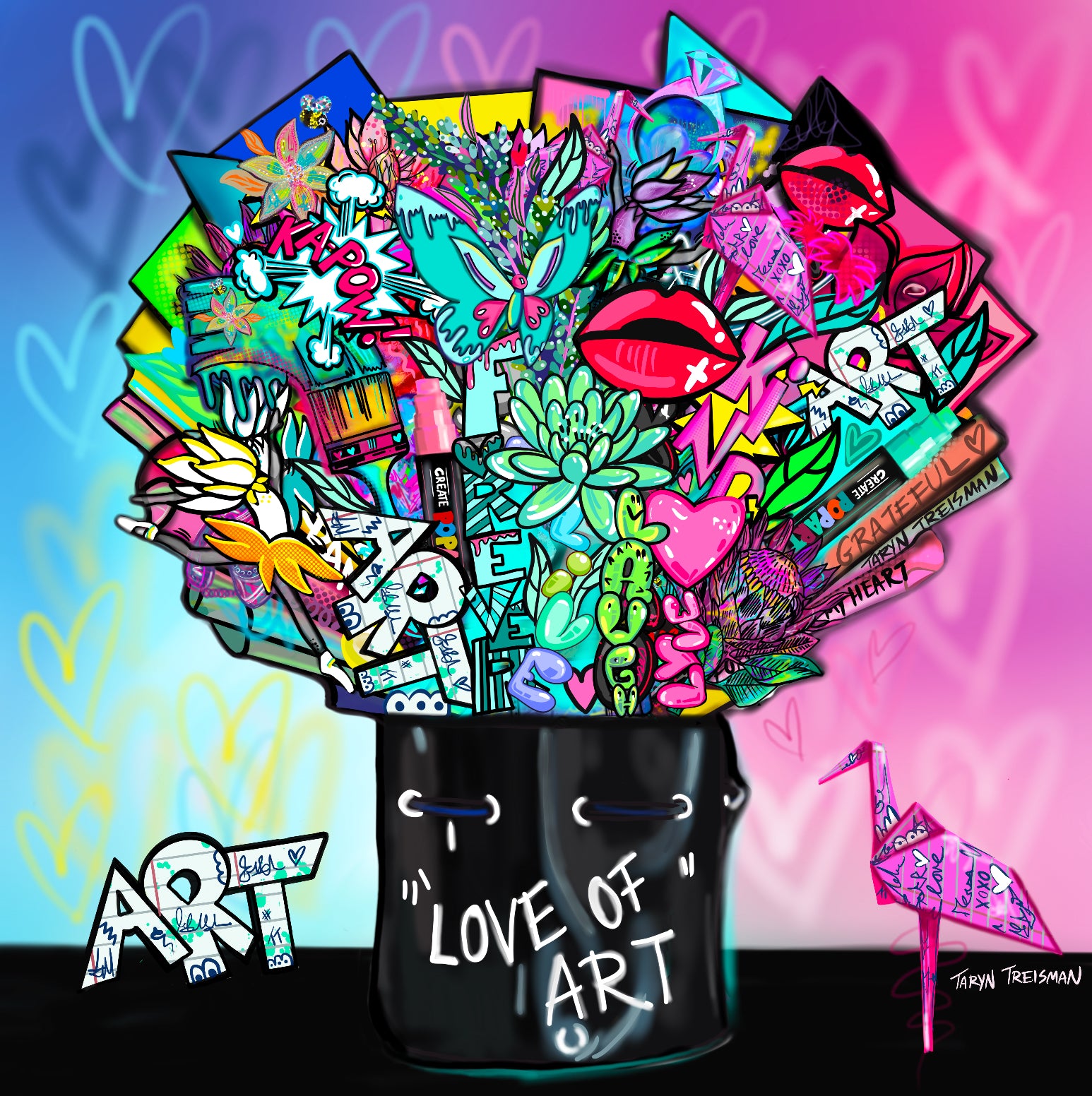 Bouquet of pink and blue