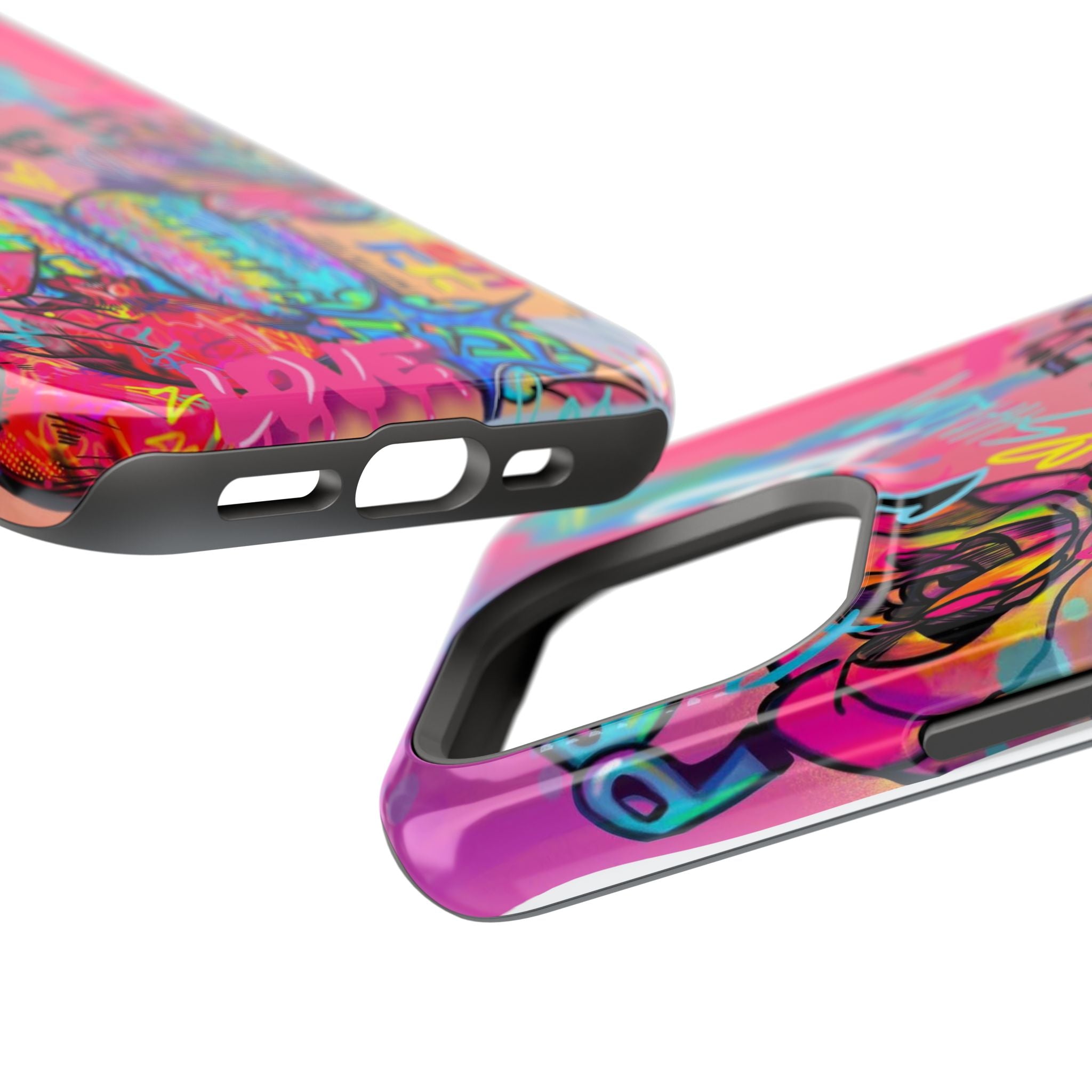 Graffiti Floral Magnetic Phone Case — Impact‑Resistant iPhone Cover