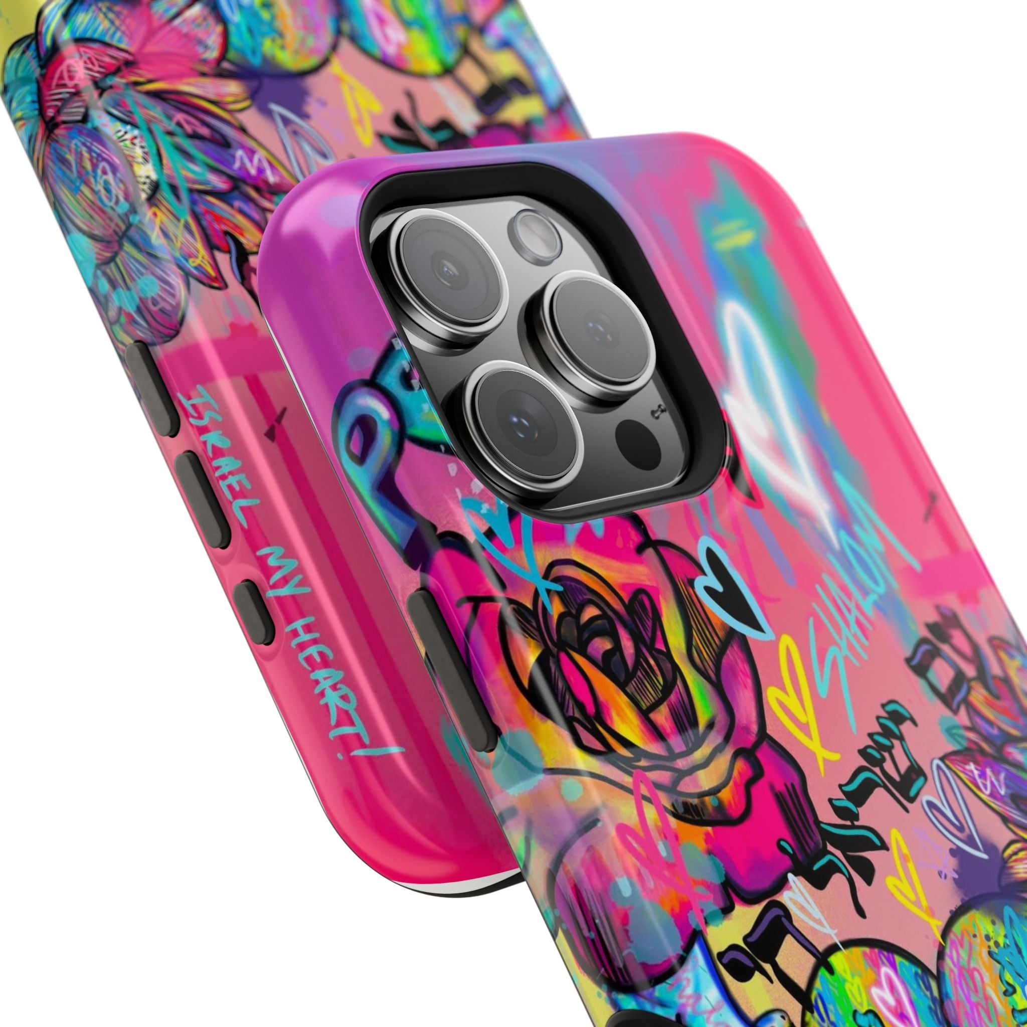 Graffiti Floral Magnetic Phone Case — Impact‑Resistant iPhone Cover