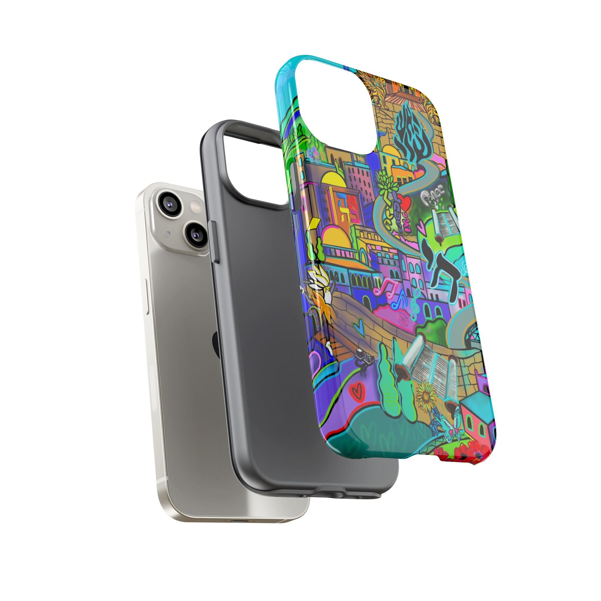 Vibrant Phone Case with Cityscape Design, Ideal for Travelers, Gift for Birthdays, Art Lovers, Festivals, Eco-Friendly Accessories