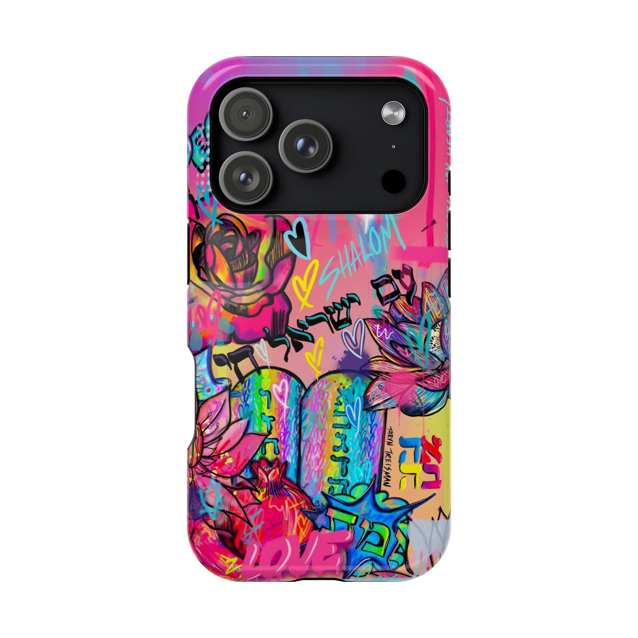 Graffiti Floral Magnetic Phone Case — Impact‑Resistant iPhone Cover