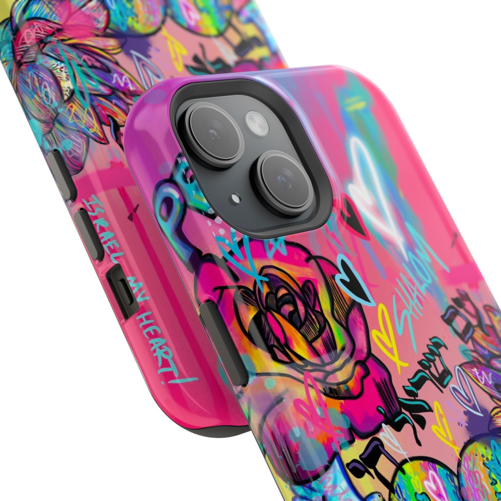 Graffiti Floral Magnetic Phone Case — Impact‑Resistant iPhone Cover