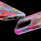 Graffiti Hearts Magnetic Impact-Resistant Phone Case — Neon Floral Street Art Design