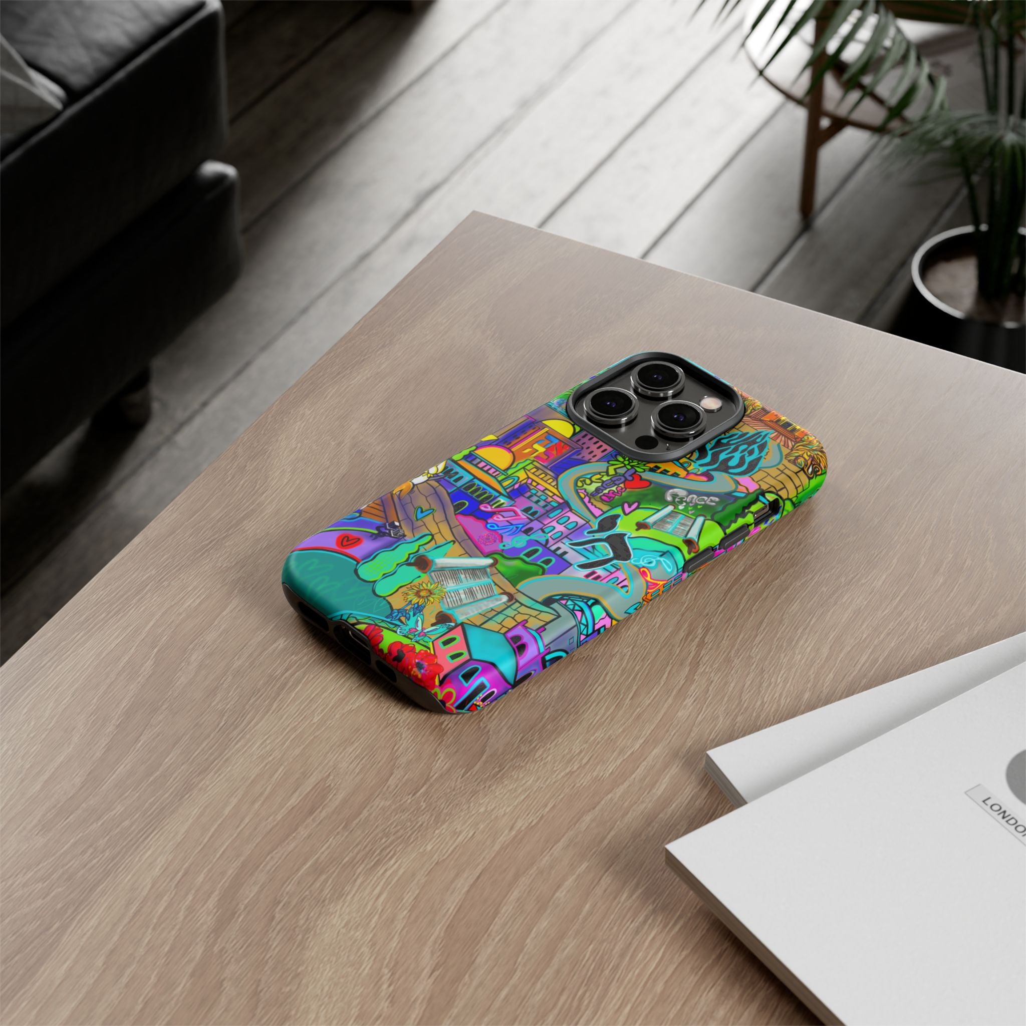 Vibrant Phone Case with Cityscape Design, Ideal for Travelers, Gift for Birthdays, Art Lovers, Festivals, Eco-Friendly Accessories
