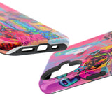Graffiti Hearts Magnetic Impact-Resistant Phone Case — Neon Floral Street Art Design