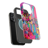 Graffiti Hearts Magnetic Impact-Resistant Phone Case — Neon Floral Street Art Design