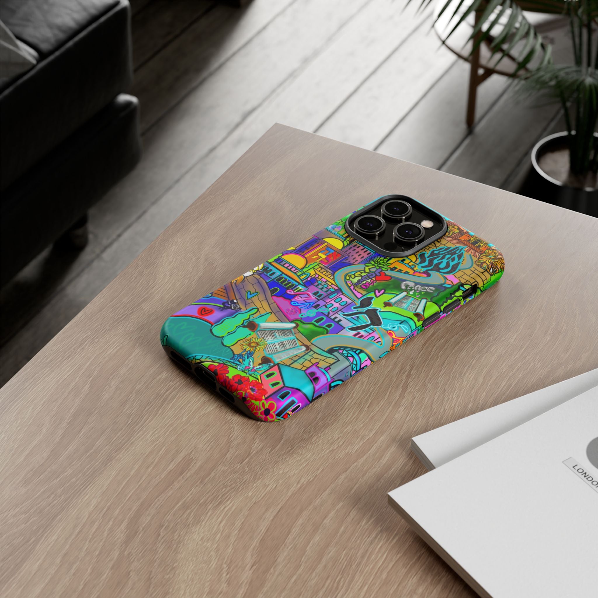 Vibrant Phone Case with Cityscape Design, Ideal for Travelers, Gift for Birthdays, Art Lovers, Festivals, Eco-Friendly Accessories
