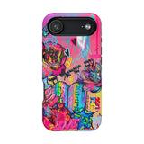Graffiti Hearts Magnetic Impact-Resistant Phone Case — Neon Floral Street Art Design