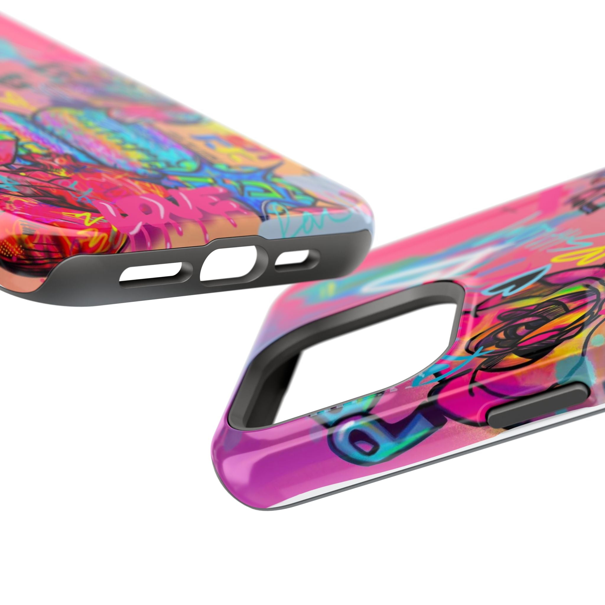 Graffiti Floral Magnetic Phone Case — Impact‑Resistant iPhone Cover