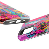 Graffiti Hearts Magnetic Impact-Resistant Phone Case — Neon Floral Street Art Design