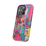 Graffiti Hearts Magnetic Impact-Resistant Phone Case — Neon Floral Street Art Design