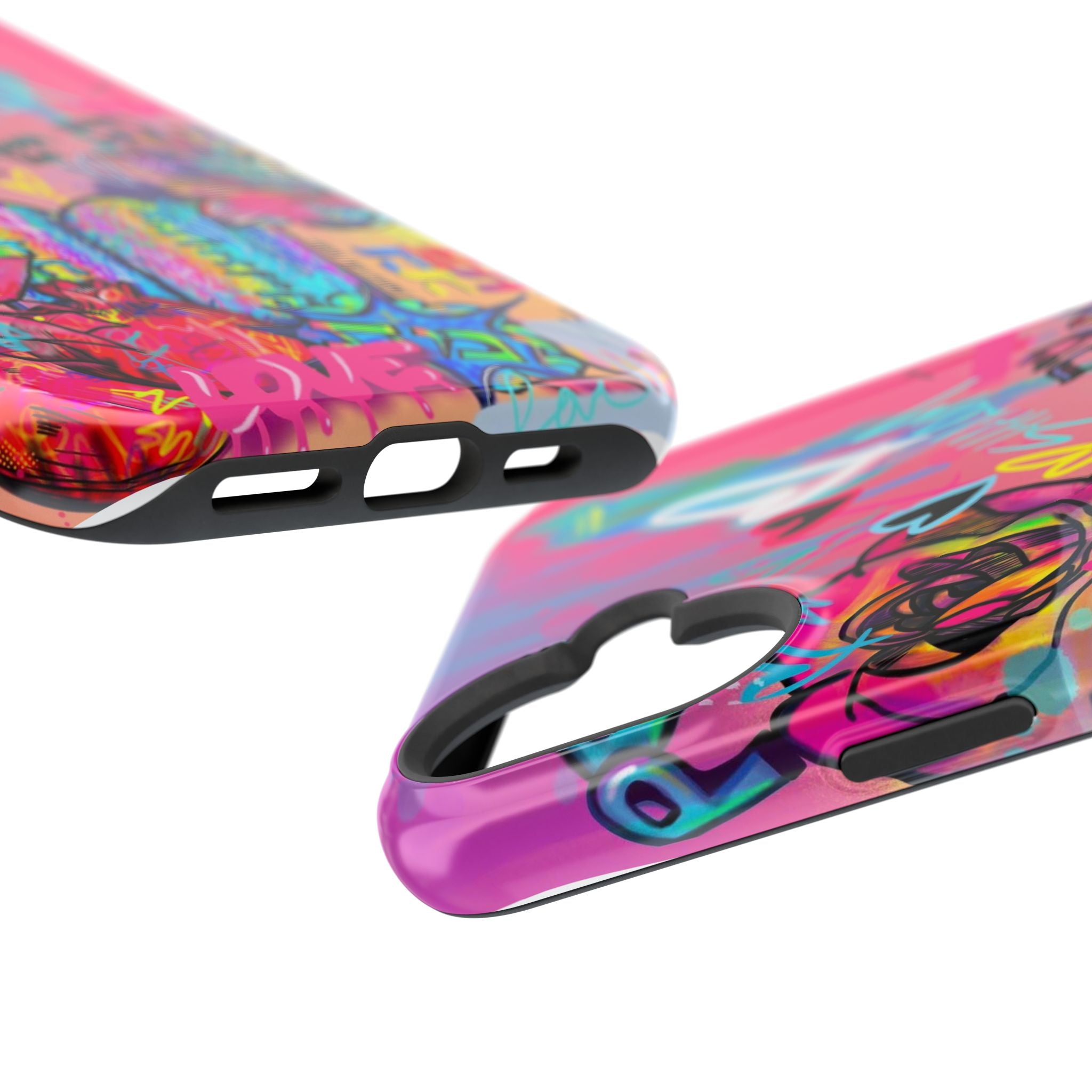 Graffiti Floral Magnetic Phone Case — Impact‑Resistant iPhone Cover