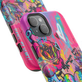 Graffiti Hearts Magnetic Impact-Resistant Phone Case — Neon Floral Street Art Design