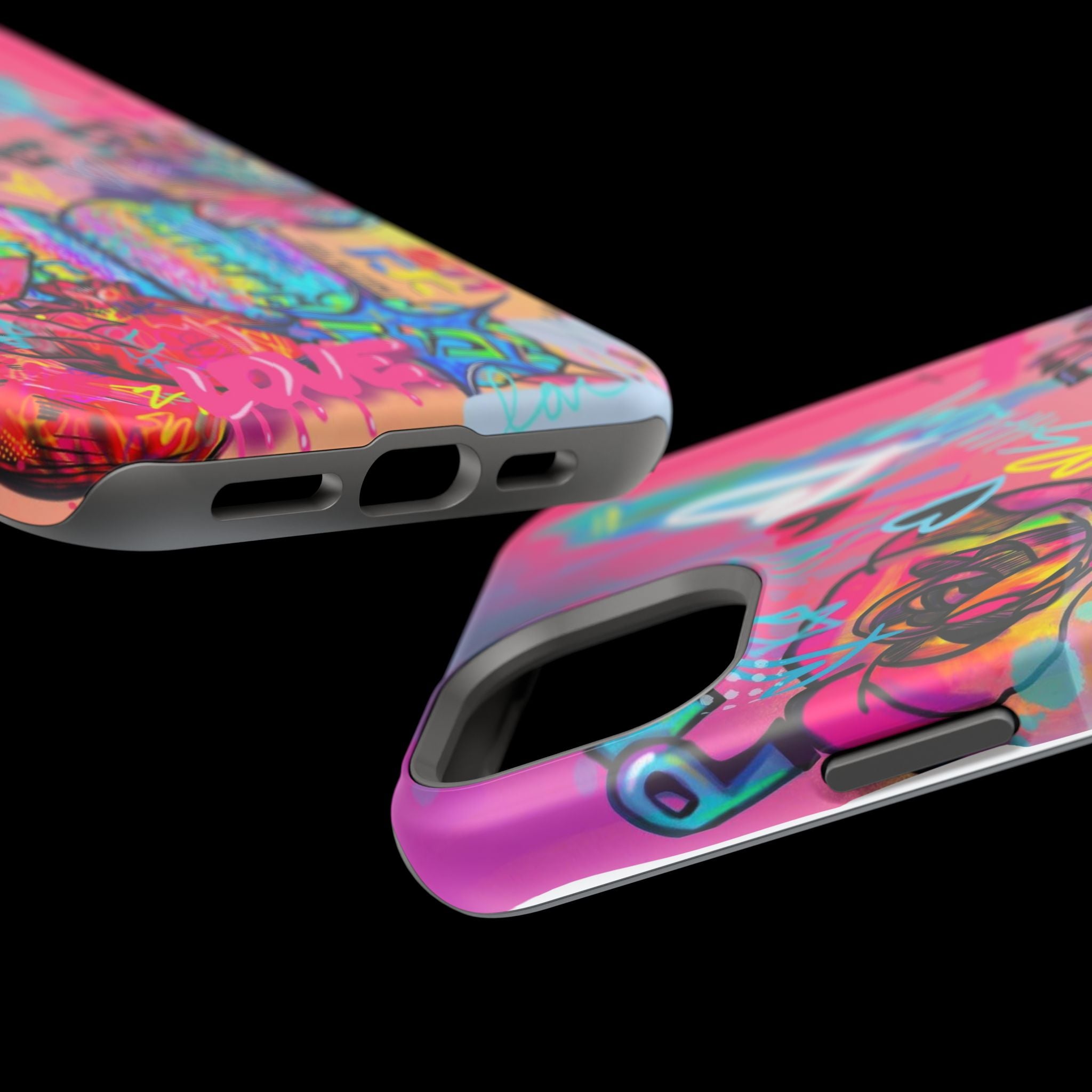 Graffiti Floral Magnetic Phone Case — Impact‑Resistant iPhone Cover