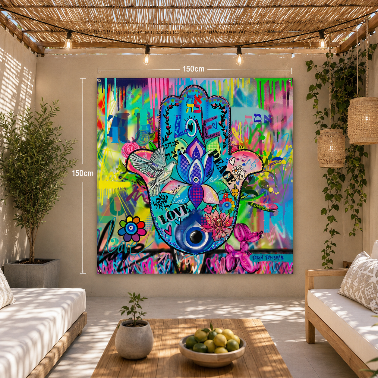 Pre-order graffiti hamsa sukkah vinyl with holes