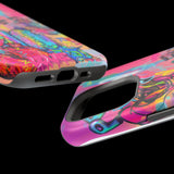 Graffiti Hearts Magnetic Impact-Resistant Phone Case — Neon Floral Street Art Design