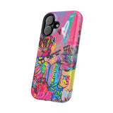 Graffiti Hearts Magnetic Impact-Resistant Phone Case — Neon Floral Street Art Design