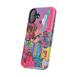Graffiti Hearts Magnetic Impact-Resistant Phone Case — Neon Floral Street Art Design