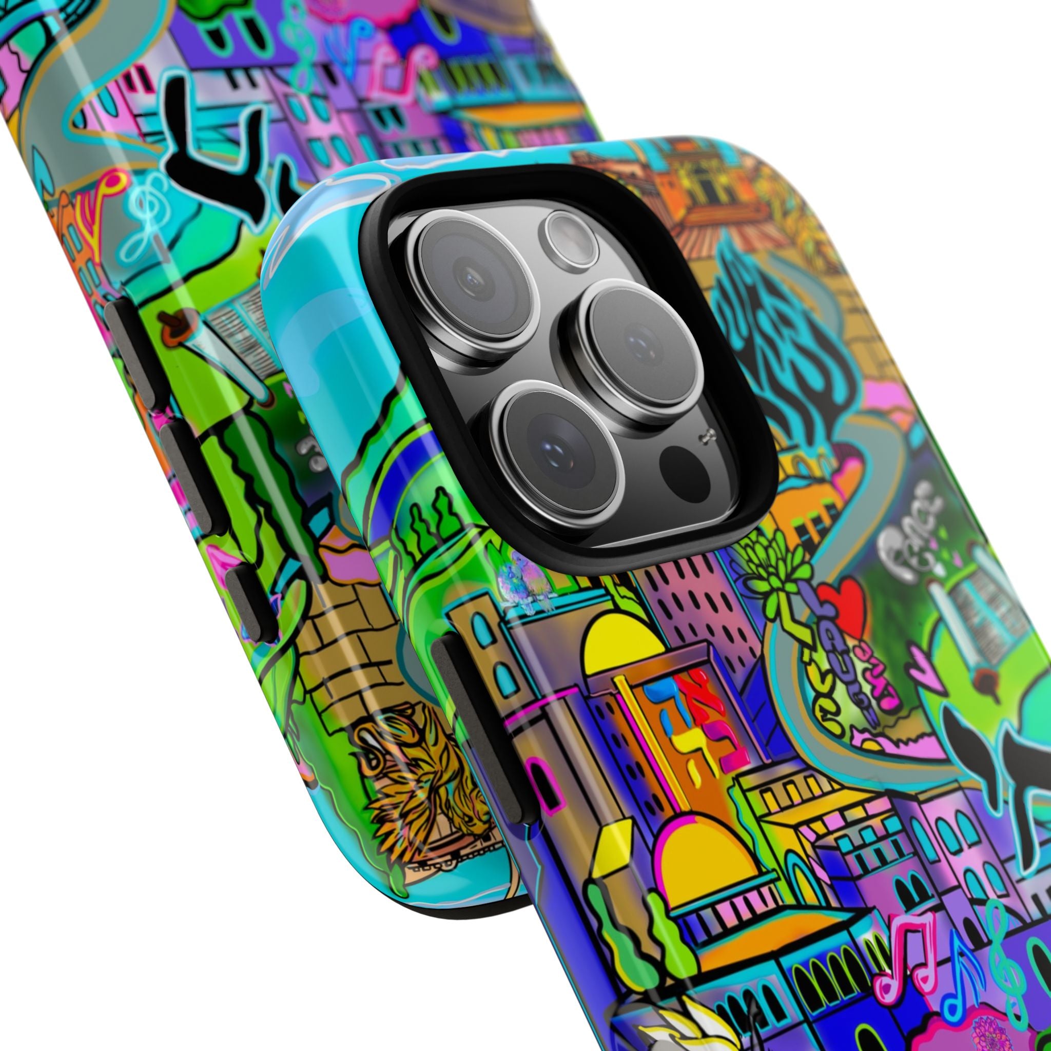 Vibrant Phone Case with Cityscape Design, Ideal for Travelers, Gift for Birthdays, Art Lovers, Festivals, Eco-Friendly Accessories