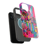 Graffiti Hearts Magnetic Impact-Resistant Phone Case — Neon Floral Street Art Design