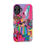 Graffiti Hearts Magnetic Impact-Resistant Phone Case — Neon Floral Street Art Design