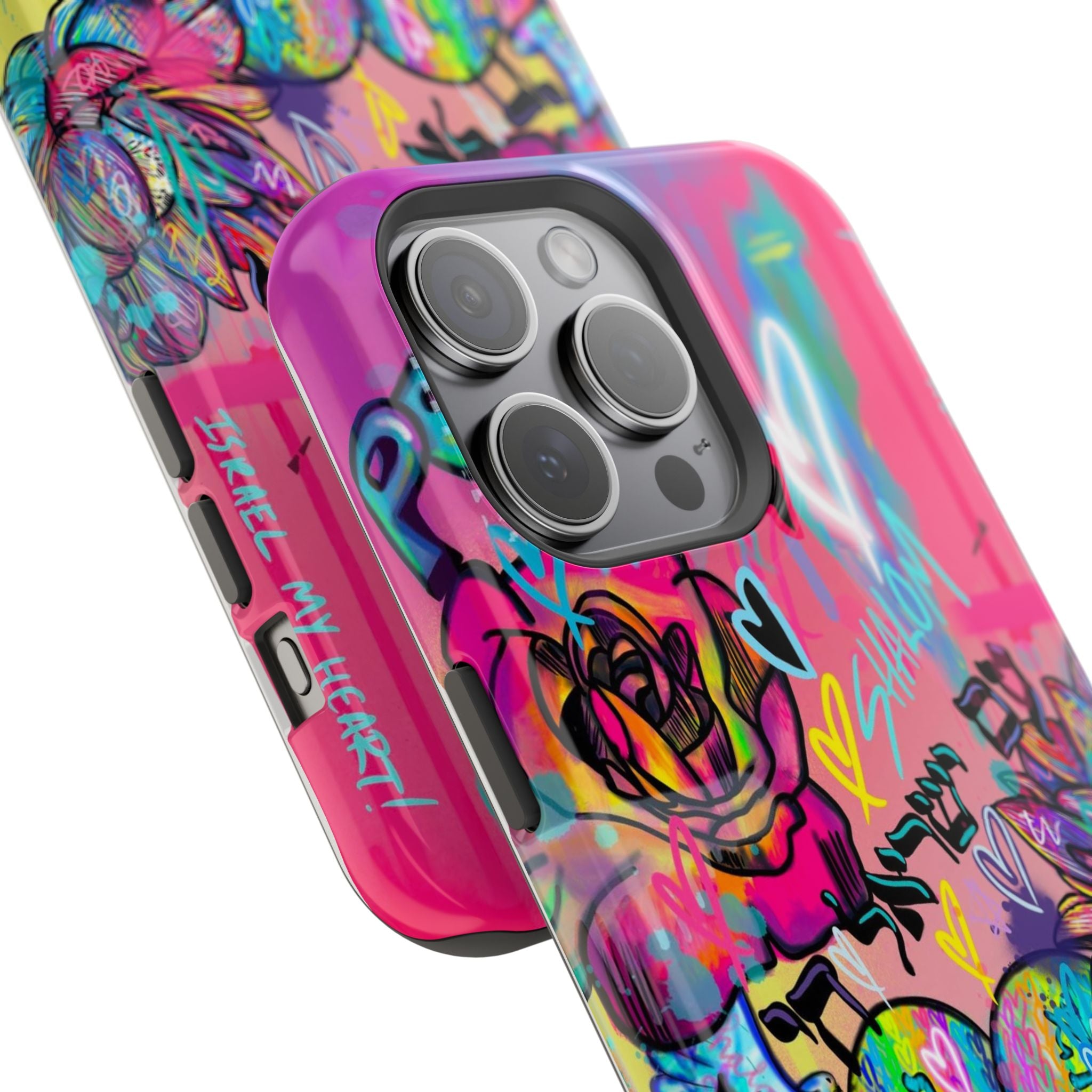 Graffiti Floral Magnetic Phone Case — Impact‑Resistant iPhone Cover