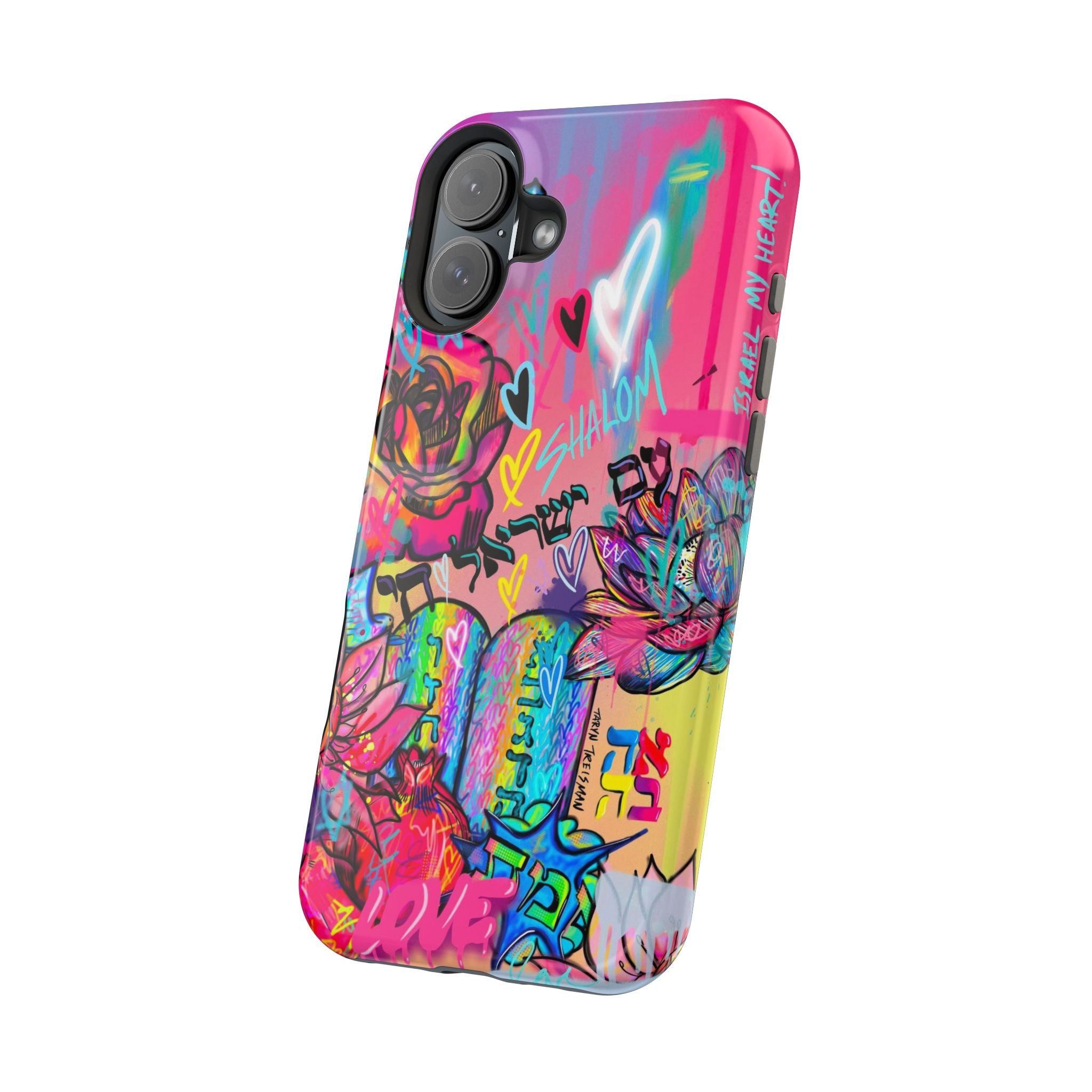 Graffiti Floral Magnetic Phone Case — Impact‑Resistant iPhone Cover