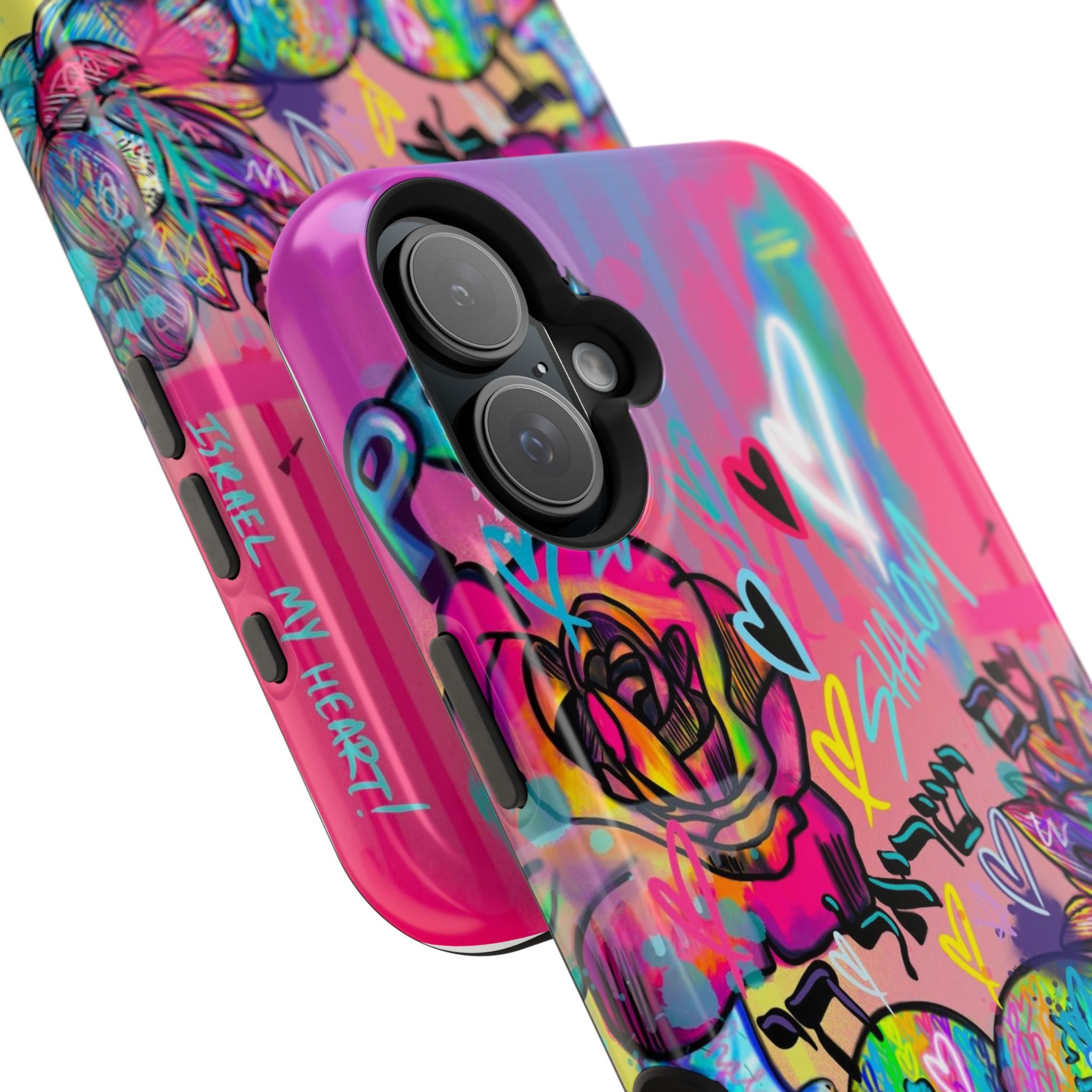 Graffiti Floral Magnetic Phone Case — Impact‑Resistant iPhone Cover