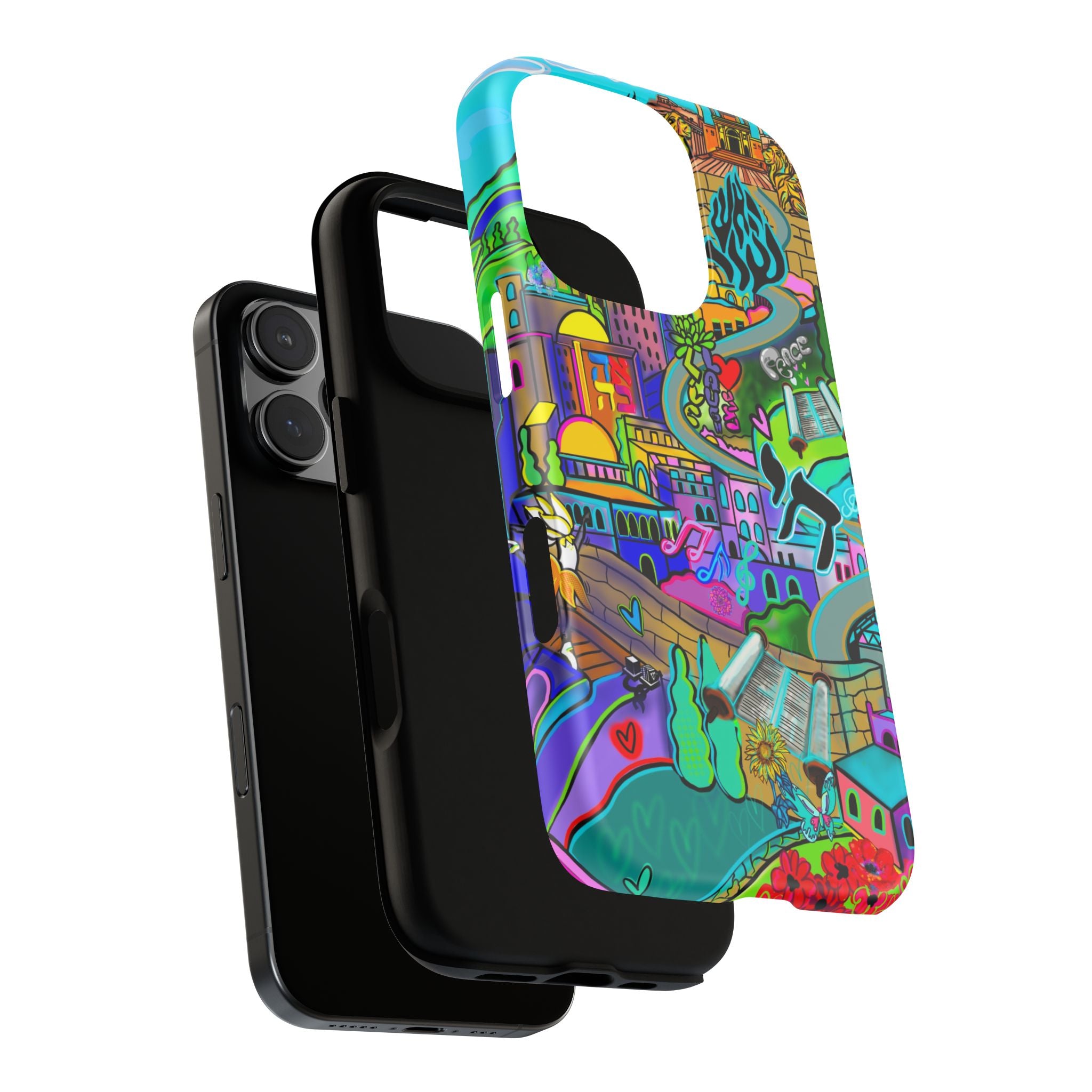 Vibrant Phone Case with Cityscape Design, Ideal for Travelers, Gift for Birthdays, Art Lovers, Festivals, Eco-Friendly Accessories