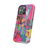 Graffiti Hearts Magnetic Impact-Resistant Phone Case — Neon Floral Street Art Design