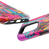 Graffiti Hearts Magnetic Impact-Resistant Phone Case — Neon Floral Street Art Design