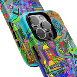 Vibrant Phone Case with Cityscape Design, Ideal for Travelers, Gift for Birthdays, Art Lovers, Festivals, Eco-Friendly Accessories