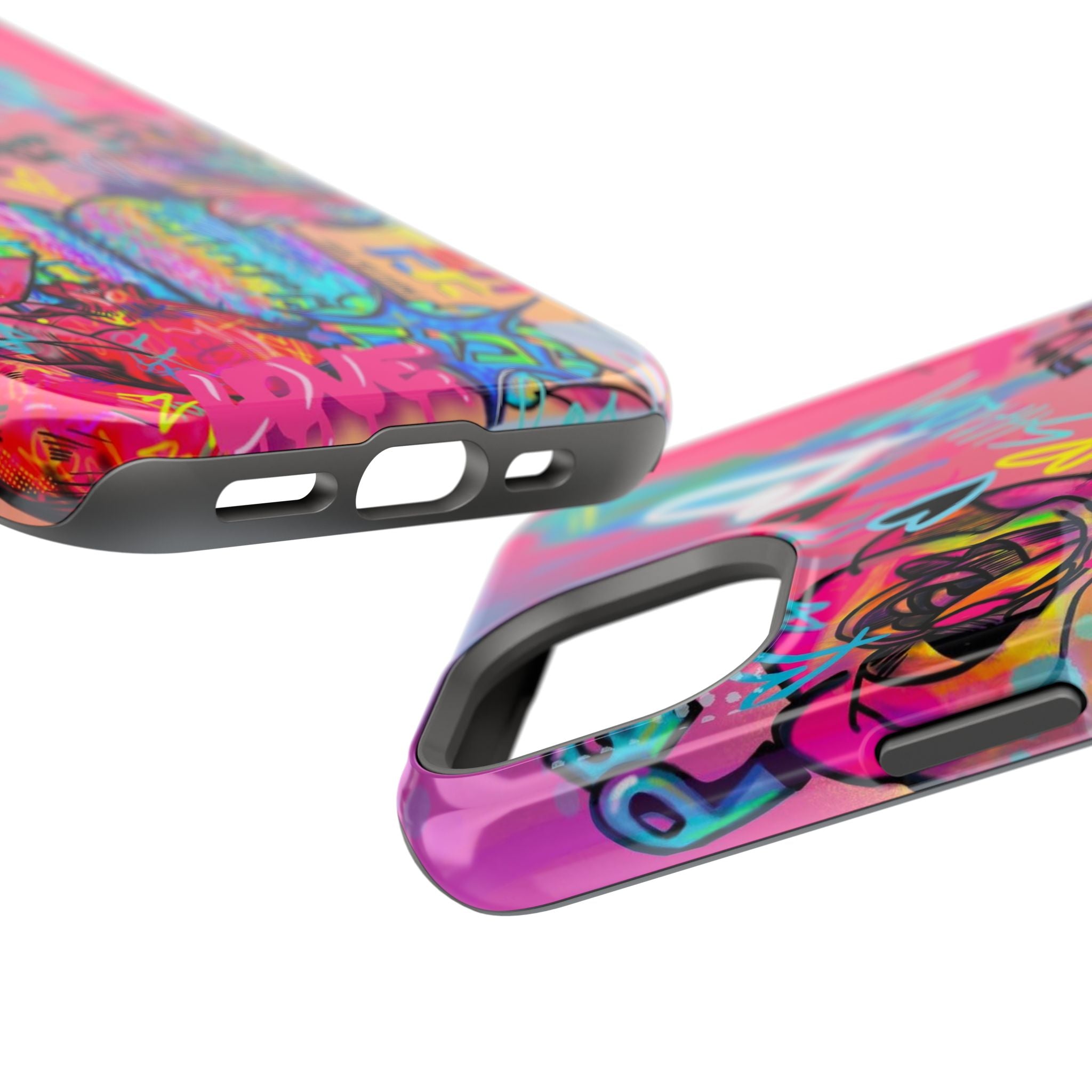 Graffiti Floral Magnetic Phone Case — Impact‑Resistant iPhone Cover