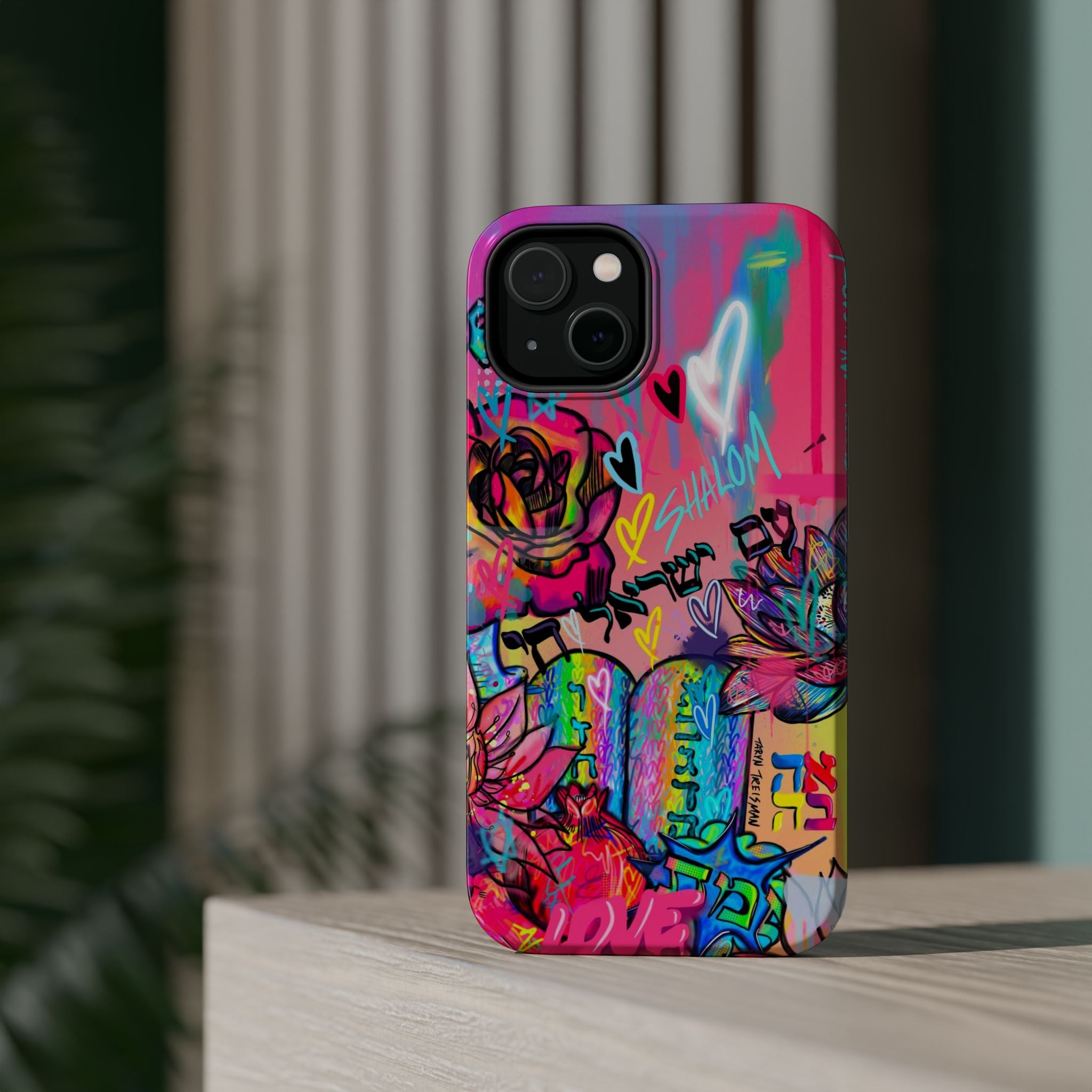 Graffiti Floral Magnetic Phone Case — Impact‑Resistant iPhone Cover